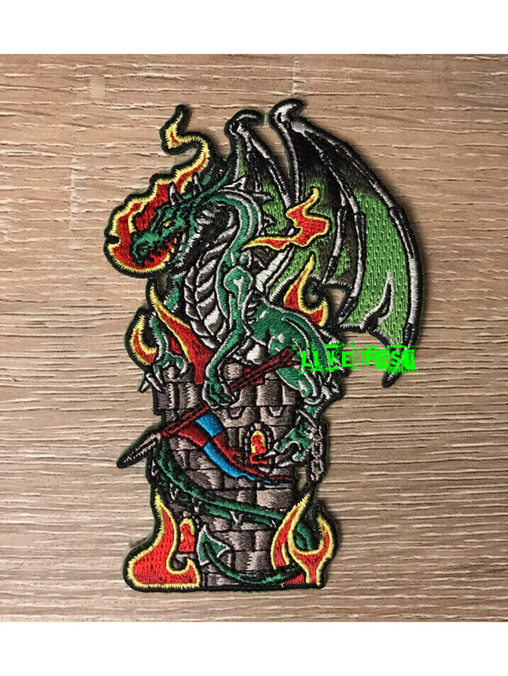FIRE BREATHING DRAGON CASTLE PATCH medieval dragon fantasy art celtic pagan